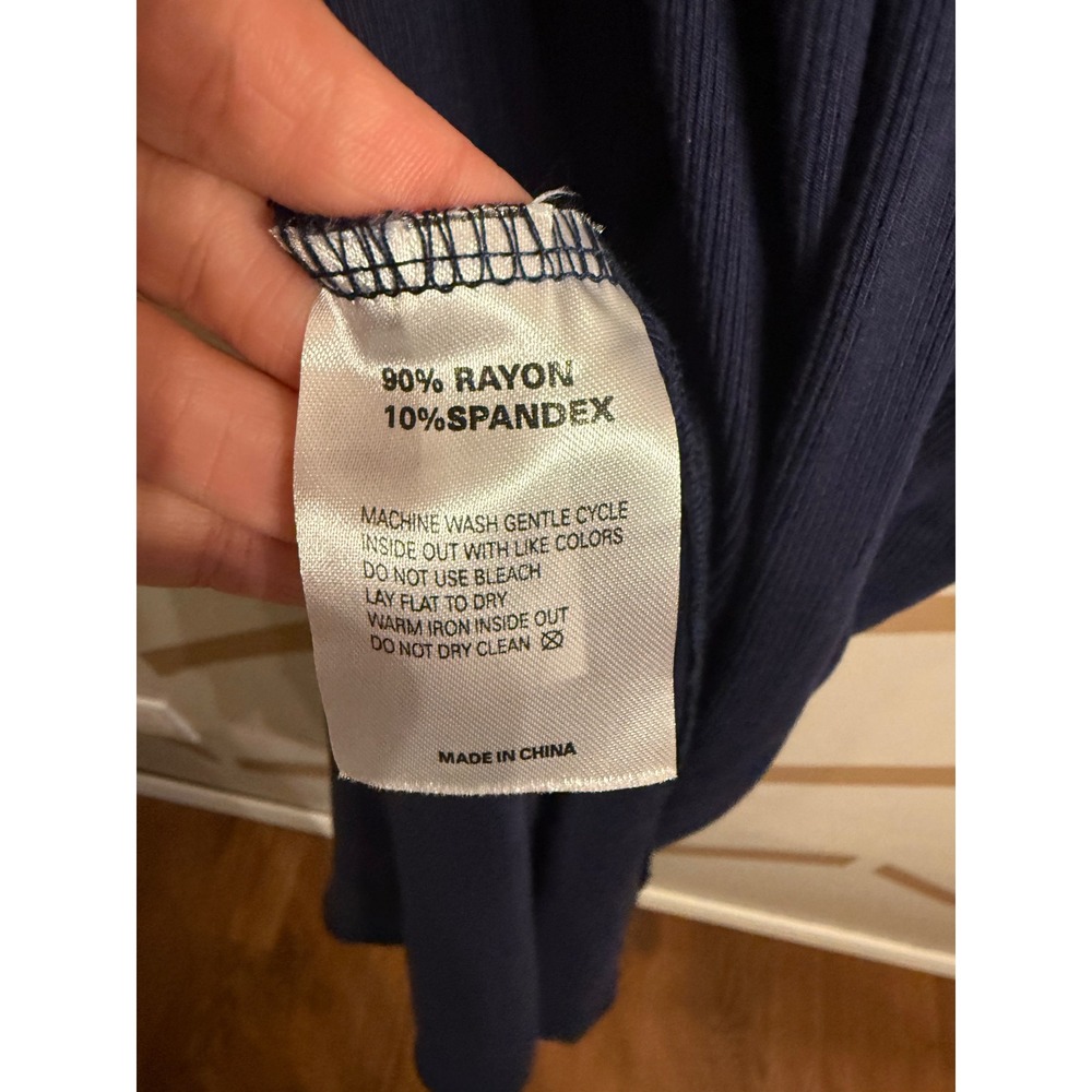 Boston Proper Maxi Dress Womens Size M Navy Blue Ribbed Henley Slit 224110038 - Picture 6 of 7